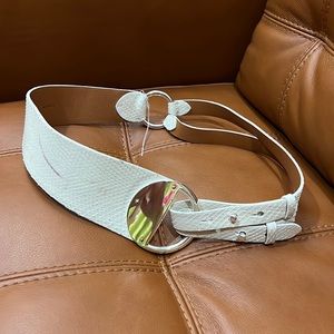 Vintage Ralph Lauren Python White Belt. Sz M . Italy. Imperfections!